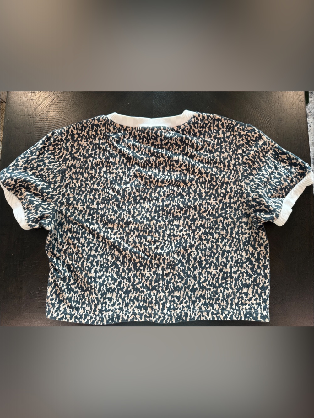 adidas Short Sleeve Patterned Tee in Black & Cream - Picture 2 of 2